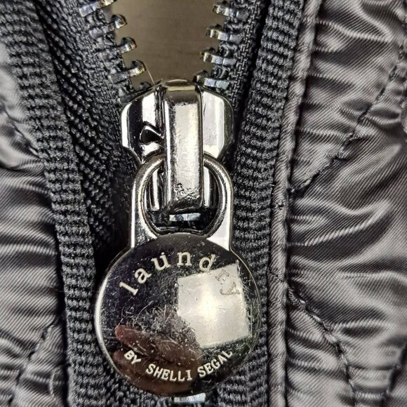 Laundry by Shelli Segal Size Small Ladies Black Puffer Coat Leopard Lining EUC - Picture 5 of 15